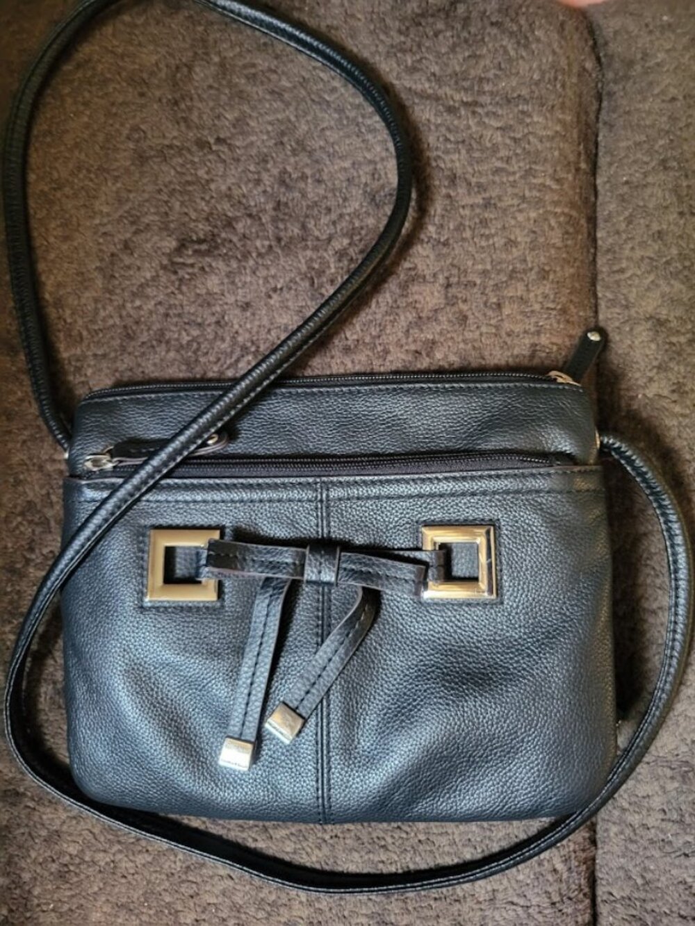 Tignanello Black Pebbled Leather Crossbody Bag